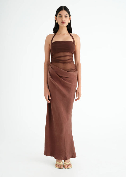 Benni Gina Maxi Dress Brown Size 8