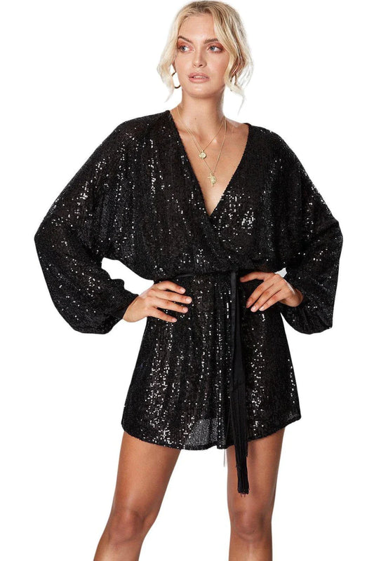 Winona Broadway Short Sequin Dress Black Size 12