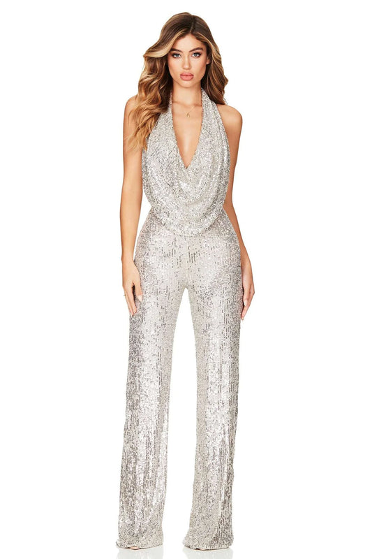 Nookie Fantasy Jumpsuit Silver Size 10